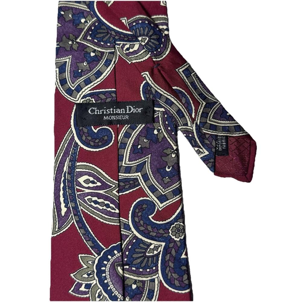 Christian Dior Monsieur Paisley Silk Mens Tie 3.75 x 60 Old Money Preppy Classic
